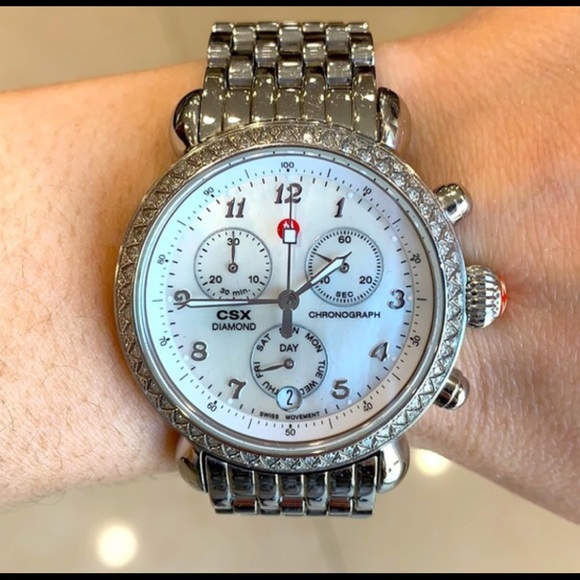 ❌SOLD❌ MICHELE CSX DIAMOND BEZEL CHRONOGRAPH WATCH - Picture 4 of 10